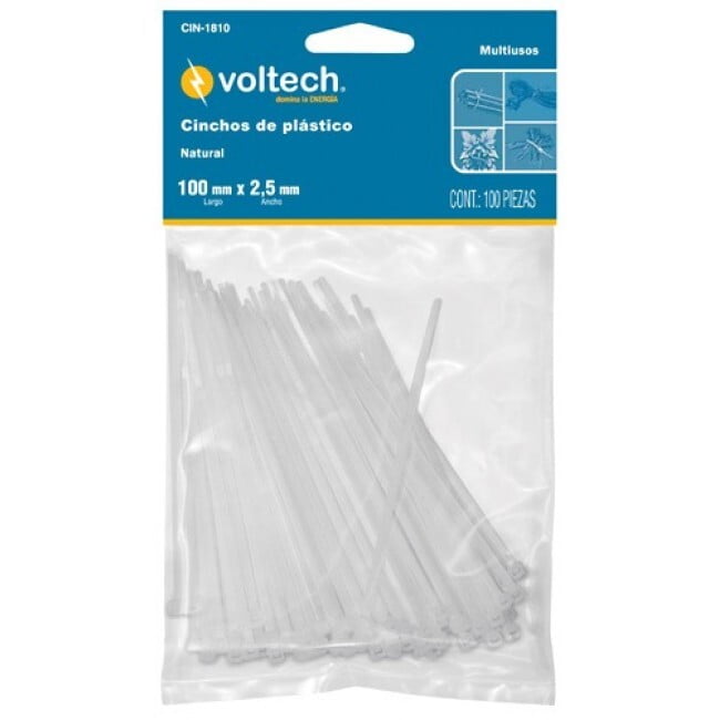Bolsa con 100 cinchos plásticos 18 lb, 150x2.5 mm, naturales - CIN-1815 / 44301 Bolsa con 100 cinchos plásticos 18 lb, 150x2.5 mm, naturales - CIN-1815 / 44301