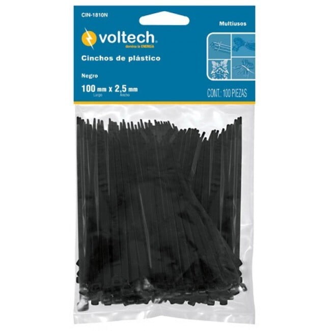Bolsa con 1000 cinchos plásticos 18 lb, 200x2.5 mm, negros - CIN-1820N-M / 47467 Bolsa con 1000 cinchos plásticos 18 lb, 200x2.5 mm, negros - CIN-1820N-M / 47467