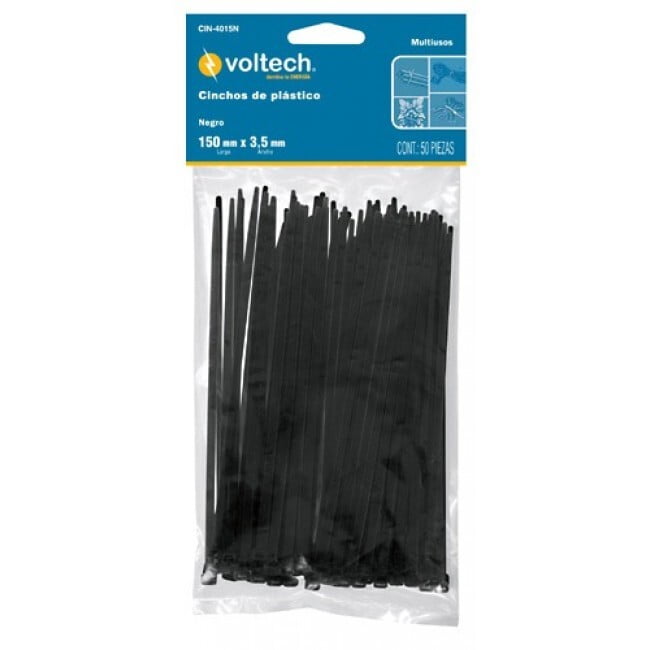 Bolsa con 1000 cinchos plásticos 50 lb, 200x4.5 mm, negros - CIN-5020N-M / 47471 Bolsa con 1000 cinchos plásticos 50 lb, 200x4.5 mm, negros - CIN-5020N-M / 47471