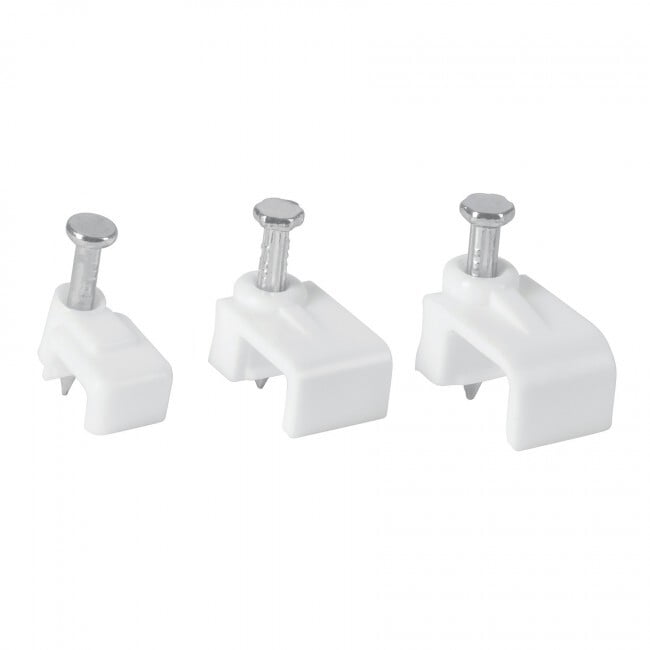 Bolsa con 500 grapas blancas de 5 X 8.5 mm para cable plano - GPL-8BG / 43045 Bolsa con 500 grapas blancas de 5 X 8.5 mm para cable plano - GPL-8BG / 43045