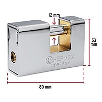 Candado antipalanca, 80mm, blindado, llave tetra - COR-80X / 43373