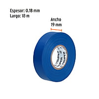 Cinta de aislar de 18 m x 19 mm, azul, Truper - M-33Z / 12505 Cinta de aislar de 18 m x 19 mm, azul, Truper - M-33Z / 12505