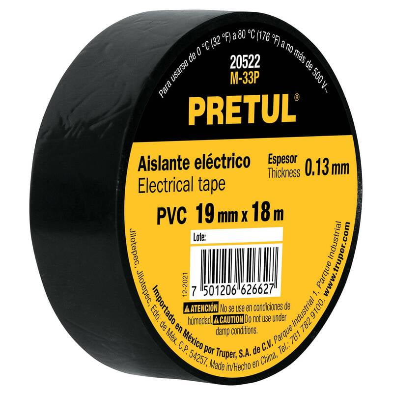 Cinta de aislar de 18 m x 19 mm, negra, Pretul - M-33P / 20522 Cinta de aislar de 18 m x 19 mm, negra, Pretul - M-33P / 20522
