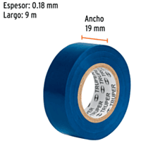 Cinta de aislar de 9 m x 19 mm, azul, Truper - M-22Z / 13514 Cinta de aislar de 9 m x 19 mm, azul, Truper - M-22Z / 13514