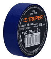 Cinta de aislar de 9 m x 19 mm, azul, Truper - M-22Z / 13514 Cinta de aislar de 9 m x 19 mm, azul, Truper - M-22Z / 13514