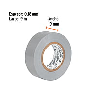 Cinta de aislar de 18 m x 19 mm, gris, Truper - M-33G / 12507 Cinta de aislar de 18 m x 19 mm, gris, Truper - M-33G / 12507