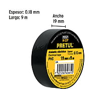 Cinta de aislar de 9 m x 19 mm, negra, Pretul - M-22P / 20521 Cinta de aislar de 9 m x 19 mm, negra, Pretul - M-22P / 20521