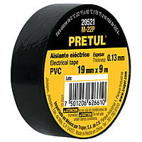 Cinta de aislar de 9 m x 19 mm, negra, Pretul - M-22P / 20521 Cinta de aislar de 9 m x 19 mm, negra, Pretul - M-22P / 20521