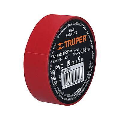 Cinta de aislar de 9 m x 19 mm, roja, Truper - M-22R / 13513