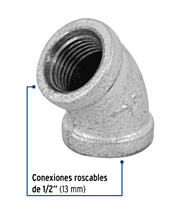 Codo 45°, acero galvanizado, 1/2' - CG-861 / 47539