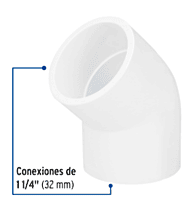 Codo 45° de PVC, 1-1/4' - PVC-864 / 45526