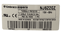 Compresor Aspera 3/4HP R-134 V220 - NJ6220Z-B Compresor Aspera 3/4HP R-134 V220 - NJ6220Z-B