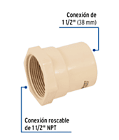 Conector hembra CPVC 1-1/2' - CPVC-605 / 48957 Conector hembra CPVC 1-1/2' - CPVC-605 / 48957