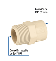 Conector macho de CPVC 3/4' - CPVC-612 / 45099 Conector macho de CPVC 3/4' - CPVC-612 / 45099