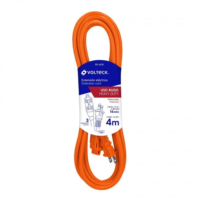 Extensión eléctrica uso rudo, 4 m, calibre 16, Volteck - ER-4X16 / 48043 Extensión eléctrica uso rudo, 4 m, calibre 16, Volteck - ER-4X16 / 48043