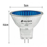 Lámpara de halógeno MR16, 50 W, azul, Volteck - JR-50Z / 47249 Lámpara de halógeno MR16, 50 W, azul, Volteck - JR-50Z / 47249
