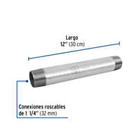 Niple, acero galvanizado, 1-1/4 x 12', cedula 40 - CG-435 / 48834