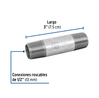 Niple, acero galvanizado, 1/2' x 3', cédula 40 - CG-402 / 47517 Niple, acero galvanizado, 1/2' x 3', cédula 40 - CG-402 / 47517