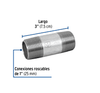 Niple, acero galvanizado, 1' x 3', cédula 40 - CG-417 / 47532 Niple, acero galvanizado, 1' x 3', cédula 40 - CG-417 / 47532