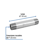 Niple, acero galvanizado, 1' x 6', cédula 40 - CG-419 / 47534 Niple, acero galvanizado, 1' x 6', cédula 40 - CG-419 / 47534
