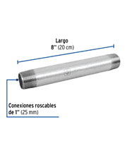Niple, acero galvanizado, 1' x 8', cédula 40 - CG-420 / 47535 Niple, acero galvanizado, 1' x 8', cédula 40 - CG-420 / 47535