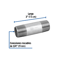 Niple, acero galvanizado, 3/4' x 3', cédula 40 - CG-412 / 47527 Niple, acero galvanizado, 3/4' x 3', cédula 40 - CG-412 / 47527