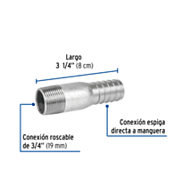 Niple galvanizado tipo botella, 3/4' - CG-481 / 48176 Niple galvanizado tipo botella, 3/4' - CG-481 / 48176