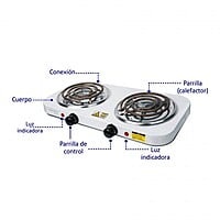 Parrilla eléctrica 2 quemadores, rectangular, Volteck Basic - PAEL-2CP / 23032 Parrilla eléctrica 2 quemadores, rectangular, Volteck Basic - PAEL-2CP / 23032