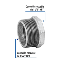 Reducción bushing, acero galvanizado, 1-1/2 x 1-1/4' - CG-240 / 48780 Reducción bushing, acero galvanizado, 1-1/2 x 1-1/4' - CG-240 / 48780