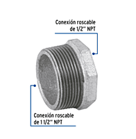 Reducción bushing, acero galvanizado, 1-1/2 x 1/2' - CG-237 / 48777 Reducción bushing, acero galvanizado, 1-1/2 x 1/2' - CG-237 / 48777