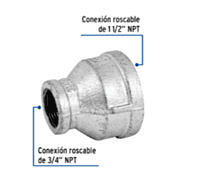 Reducción campana, acero galvanizado, 1-1/2x3/4' - CG-298 / 48765 Reducción campana, acero galvanizado, 1-1/2x3/4' - CG-298 / 48765