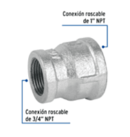 Reducción campana, acero galvanizado, 1' x 3/4' - CG-292 / 47507 Reducción campana, acero galvanizado, 1' x 3/4' - CG-292 / 47507