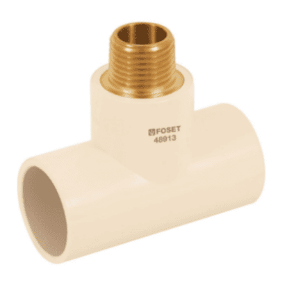 Tee reducida CPVC latón rosca exterior 1x1x1/2' - CPVC-713 / 48913 Tee reducida CPVC latón rosca exterior 1x1x1/2' - CPVC-713 / 48913