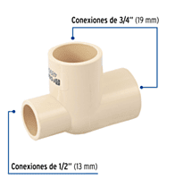 Tee Reducida lateral CPVC 3/4x1/2x3/4' - CPVC-726 / 48908 Tee Reducida lateral CPVC 3/4x1/2x3/4' - CPVC-726 / 48908