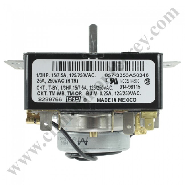Timer De 3 Ciclos Para Secadora, 1/3Hp, 15/7.5A, 125/250Vac, 25A, 250Vac (Htr) / Ckt.T-By, 1/3Hp, 15/7.5A, 125/250Vac / Ckt.Tm-Wb, Tm-Or, Bu-V 0.25A, 125/250-Vac - 8299766 Timer De 3 Ciclos Para Secadora, 1/3Hp, 15/7.5A, 125/250Vac, 25A, 250Vac (Htr) / Ckt.T-By, 1/3Hp, 15/7.5A, 125/250Vac / Ckt.Tm-Wb, Tm-Or, Bu-V 0.25A, 125/250-Vac - 8299766