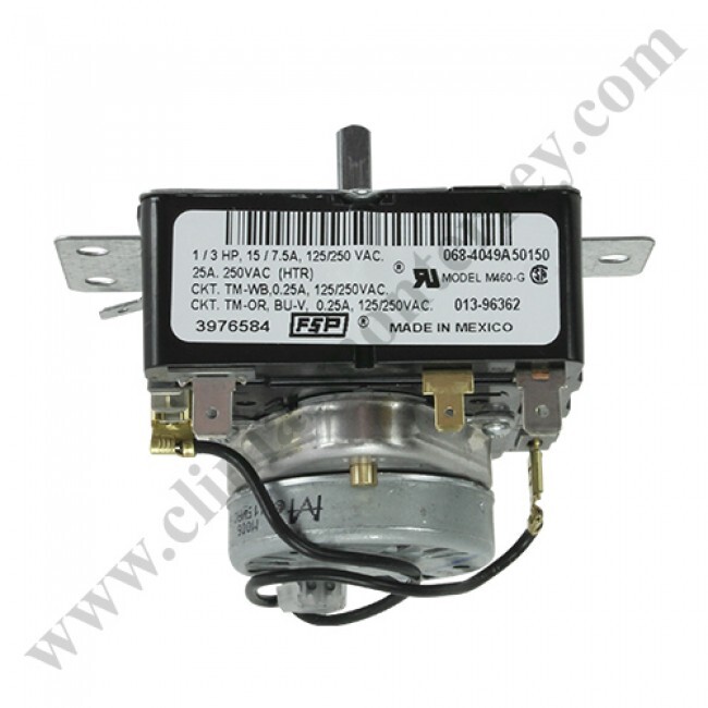 Timer De 4 Ciclos Para Secadora, 1/3Hp, 15/7.5A, 125/250Vac / 25A, 250Vac (Htr) / Ckt.Tm-Wb 0.25A, 125/250Vac / Ckt.Tm-Or-Bu-V 0.25A, 125/250Vac - 3976584 Timer De 4 Ciclos Para Secadora, 1/3Hp, 15/7.5A, 125/250Vac / 25A, 250Vac (Htr) / Ckt.Tm-Wb 0.25A, 125/250Vac / Ckt.Tm-Or-Bu-V 0.25A, 125/250Vac - 3976584