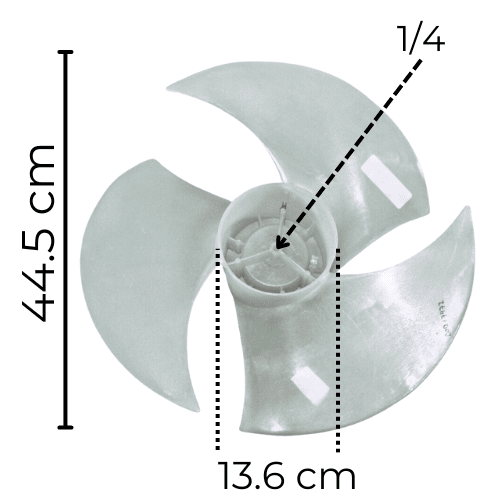 Aspa Para Condensador York 2 Ton S/F S-Adk, 3 Hojas, Diametro Exterior 44.5Cm, Centro 13.6Cm, Flecha 1/4 - 00H10204611