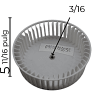 Turbina Derecha para Campana Largo 5 11/16 Ancho 13/16 Flecha 3/16 CW Derecha  Modelo MCV60US/MCV90US - 09020700052