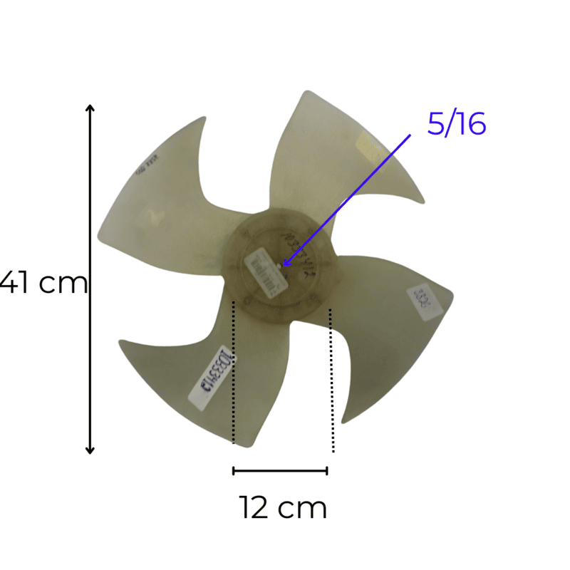 Aspa Para Minisplit, Condensador, 1 Tonelada, Diámetro Exterior 41 Cm, Altura 12 Cm, Flecha 5/16, Derecha, 4 Hojas -10333412 -3326