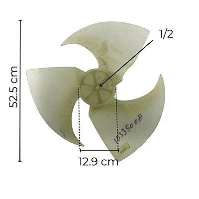 Aspa Para Minisplit, Condensador, Diámetro Exterior 52.5 Cm, Ancho 12.9 Cm, Flecha 1/2, derecha 3 Hojas - 10335008