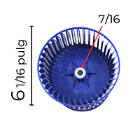 Turbina Evaporador Largo 6 3/8 Ancho 6 1/16 Flecha 7/16 CCW izquierda  - 121001030001650