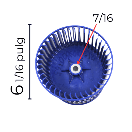 Turbina Evaporador Largo 6 3/8 Ancho 6 1/16 Flecha 7/16 CCW izquierda  - 121001030001650