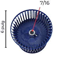 Turbina Evaporador Largo 6 1/4 pulg  Ancho 6 pulg Flecha 7/16 CW Derecha - 12100103000584