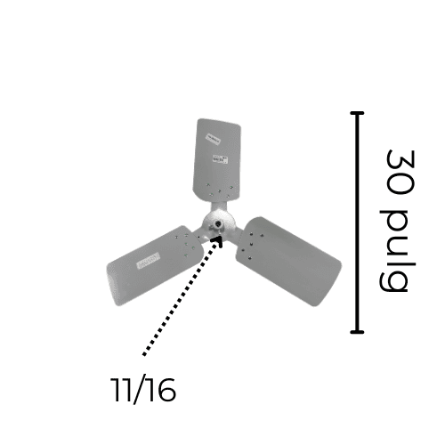 Aspa de Aluminio Largo 30 X 5/8Pulg x 3 Hojas  - 026-25579-000