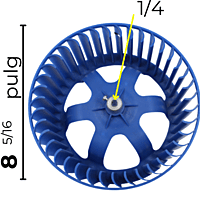 Turbina Evaporador Largo 3 3/4  Ancho 8 5/16 Flecha 5/16 CCW izquierda - numero de parte  12100103000099