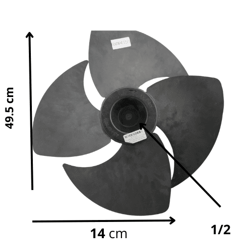 Aspa Minisplit Samsung, 2 Ton, Mod UQT2 Largo 49.5 cm Ancho 14 cm, Flecha 1/2 4 hojas - UQT24A2RB