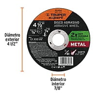 Disco para corte de metal 4-1/2' tipo 41, Truper Expert 101454