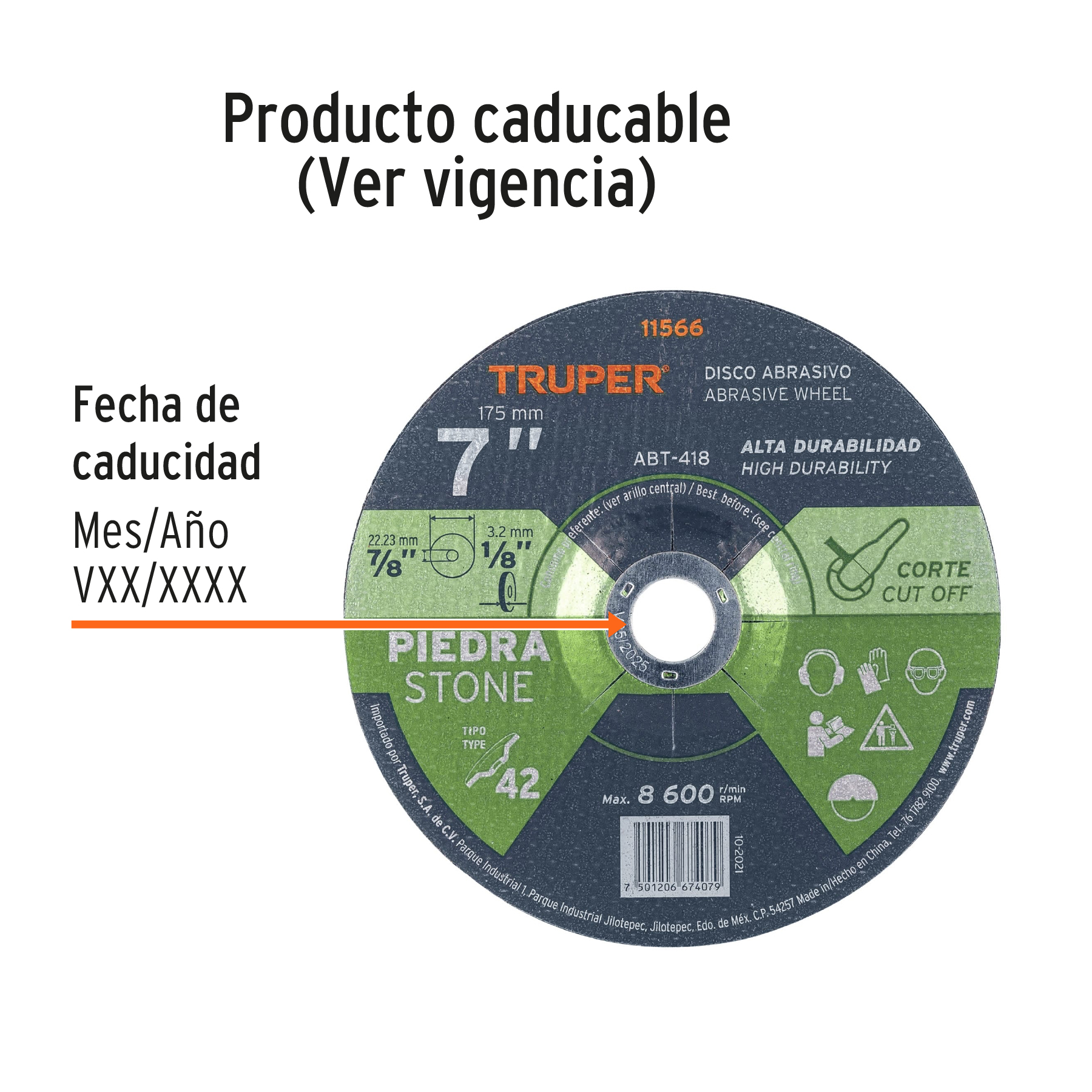 Disco para corte de piedra, tipo 42, diámetro 7' - ABT-418 / 11566