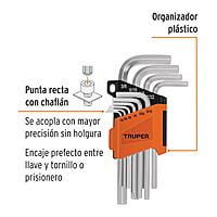 Juego 10 llaves allen std punta hexagonal con organizador - ALL-10P / 15539