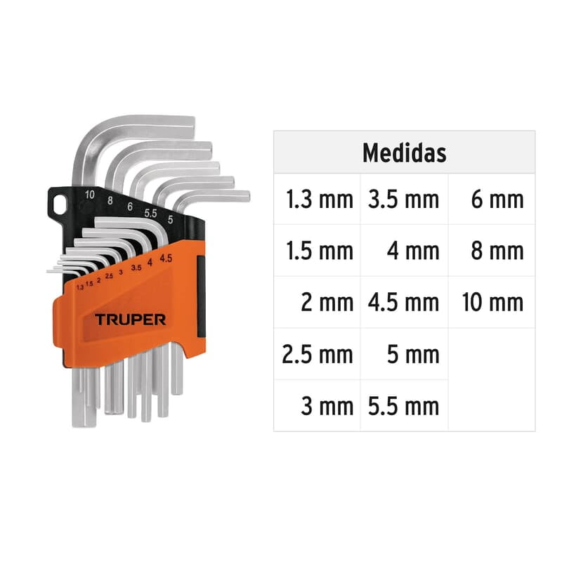 Juego 13 llaves allen mm punta hexagonal con organizador - ALL-13M / 15542
